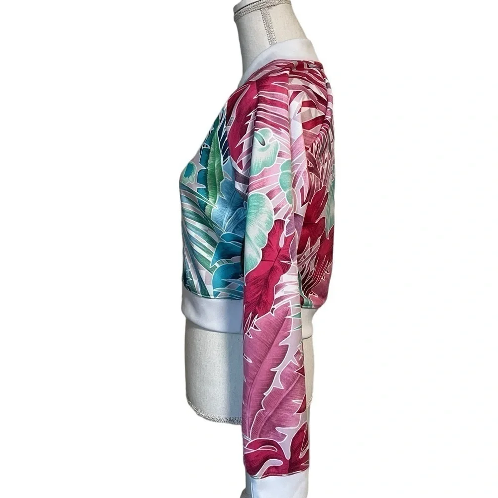 NIKE WOMEN’S COLORFUL TROPICAL ZIPPERED ATHLETIC JACKET SIZE XS